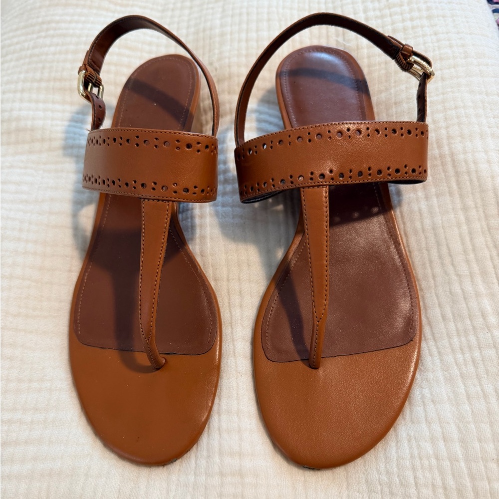 Cole Haan Brown Leather Wedge Sandals